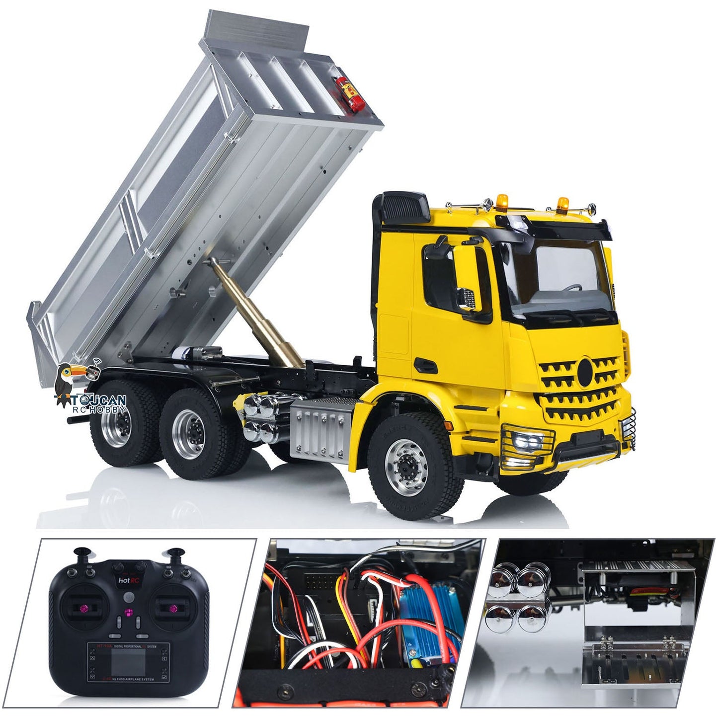 MD 1/14 6*6 Metal RC Hydraulic Dumper Truck 3348 2025Type 6WD Radio Controlled Tipper Lorry Car Model Metal Chassis 2Speed Gearbox Light Sound ESC Motor