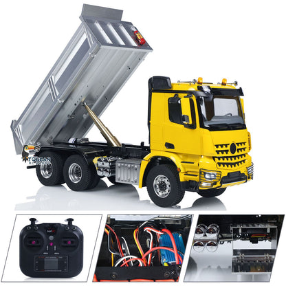 MD 1/14 6*6 Metal RC Hydraulic Dumper Truck 3348 2025Type 6WD Radio Controlled Tipper Lorry Car Model Metal Chassis 2Speed Gearbox Light Sound ESC Motor