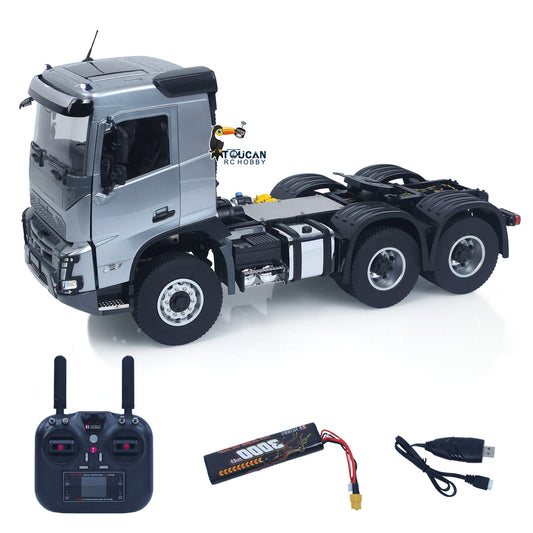 Double E 1/14 6X4 Remote Control Tractor Truck FMX RC Model Vehicle 2Speed Metal Gearbox Chassis Rail Openable Door HotRC Radio