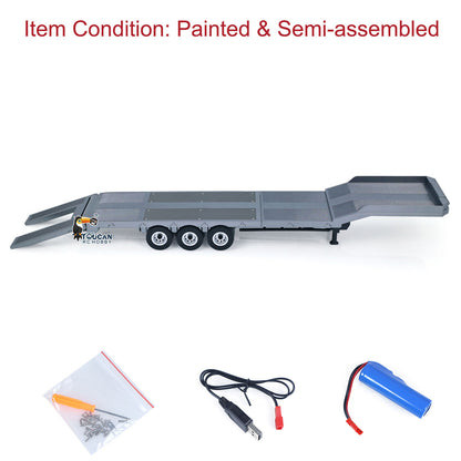 US Stock 73.5CM Plastic Semi Trailer Flatbed 1502 for 1/18 Remote Control Tractor Truck HUINA 1501 Electronic Support Legs Tail Board