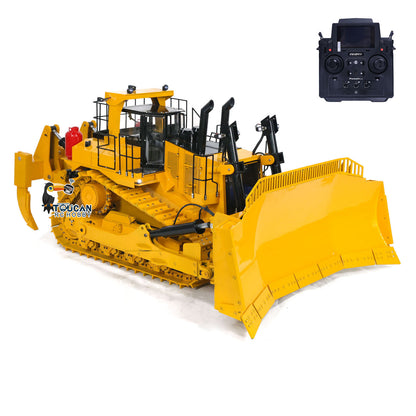 TOUCAN RC HOBBY D11T 1/10 Metal RC Hydraulic Bulldozer PNP 5-Way Valve Dual Pump 3 Rear Plows PL18EV Controller Smoke Light Sound for Model Collectors