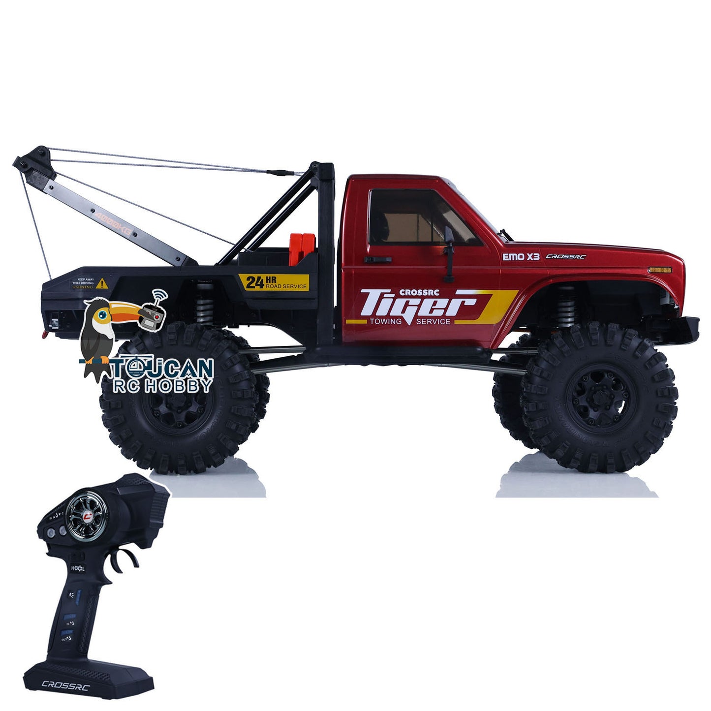 US Stock 1/8 4WD CORSSRC EMO X3 RC Towing Rescue Car 4x4 Remote Control Crawler Car Model Light System Two-speed Transmission
