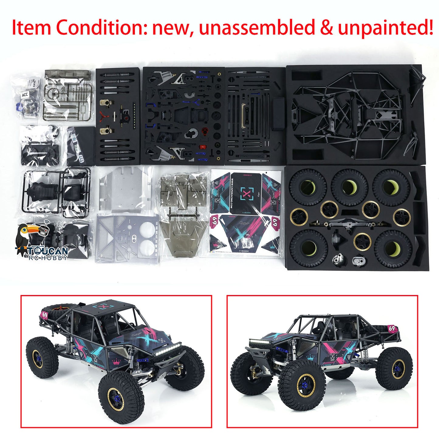 Capo U4 CD1582X Queen 1:8 Remote Control Crawler Car RC Racing Climbing Vehicle KIT 2 Speeds Unassembled Unpainted DIY Model