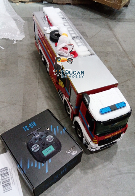 Free Shipping Second Hand US Stock 1/14 8x8 RC Fire Fighting Truck RTR Metal Chassis Electric Fire Sprinkler Cars