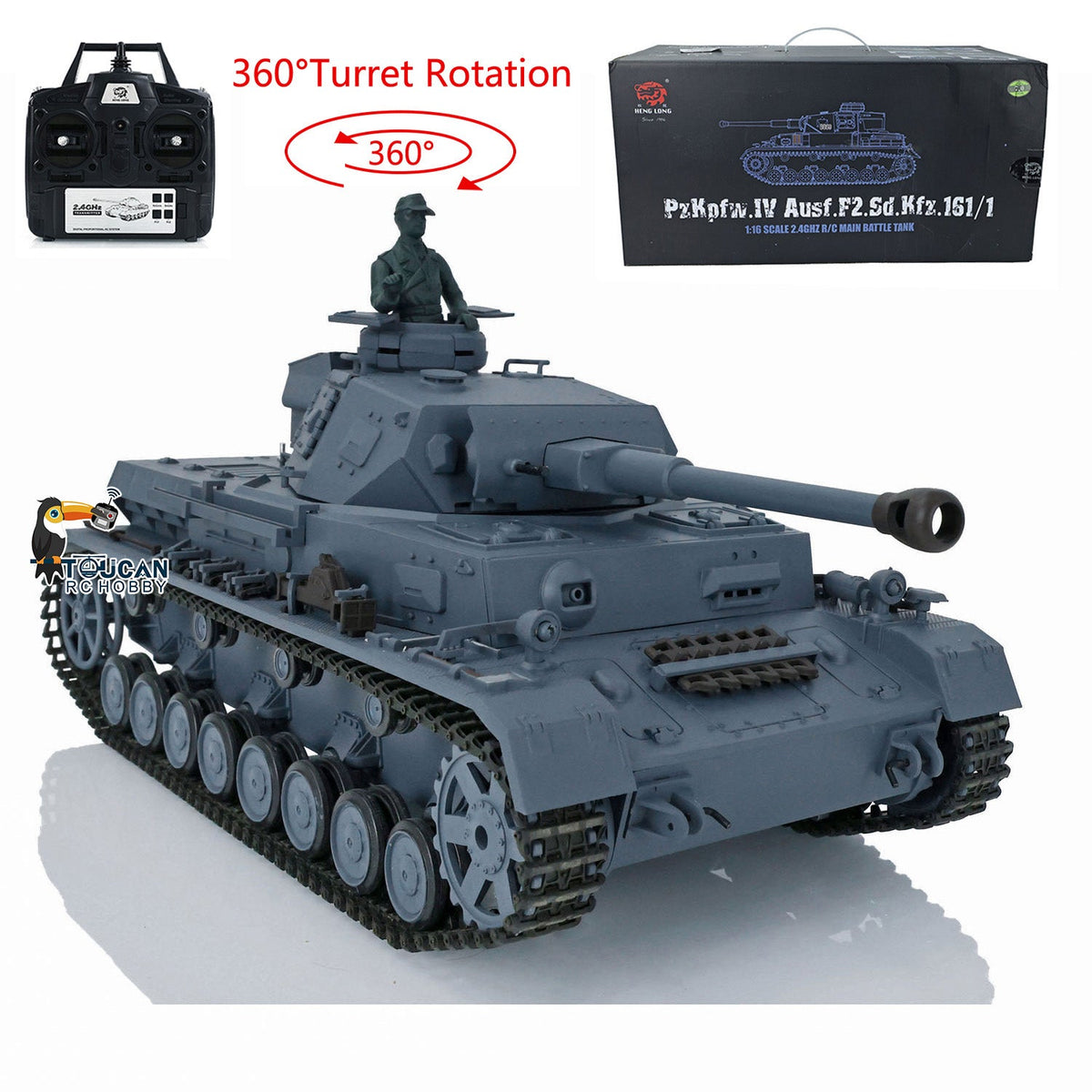 TOUCAN RC HOBBY Heng Long 1/16 TK7.0 Kunststoff deutscher Panzer IV F2 F 3858 3859 RTR RC Panzermodell Infrarot-Kampf 360-Grad-Turm BB-Einheit Rauch Metallrohr