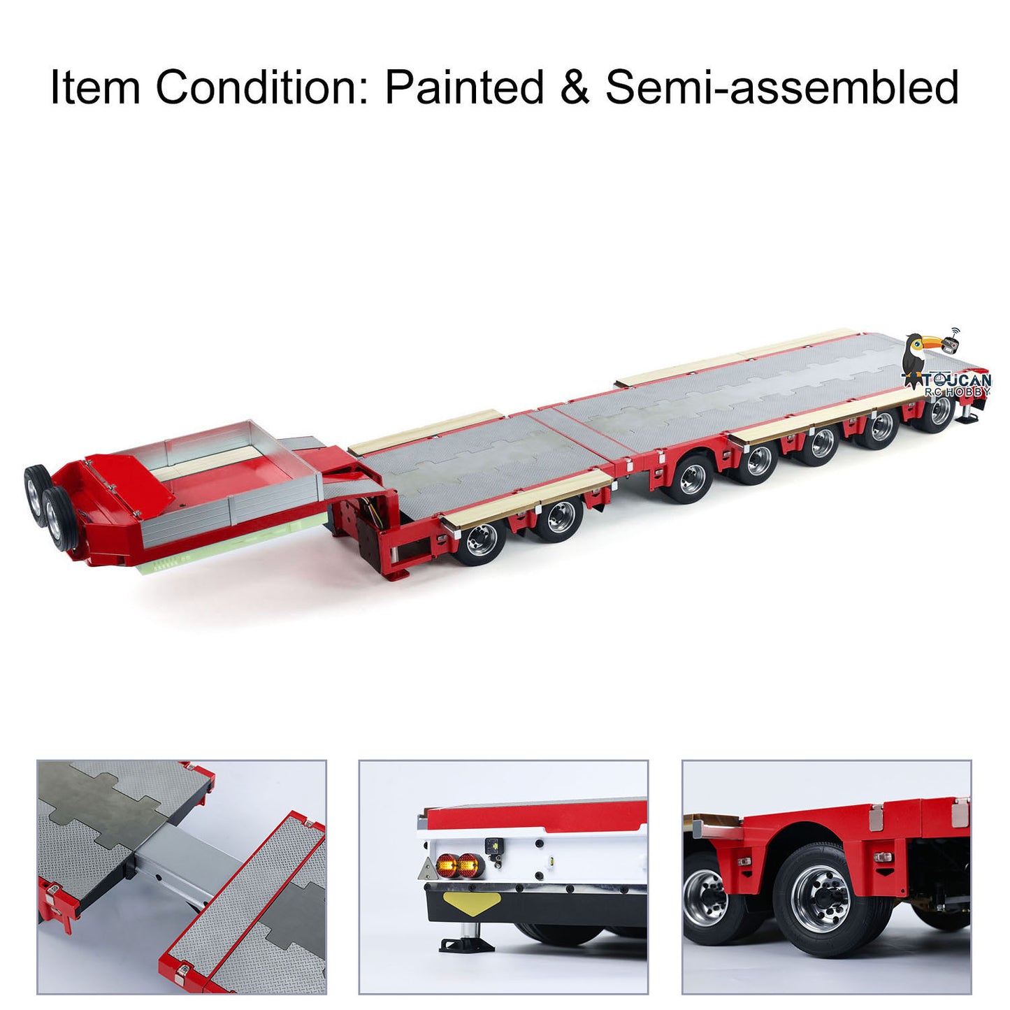 1/14 2+5 Axles RC Metal Heavy Trailer Lowboy Trailer For TAMIYA LESU RC Tractor Truck Radio Controlled Lorry Excavator Loader