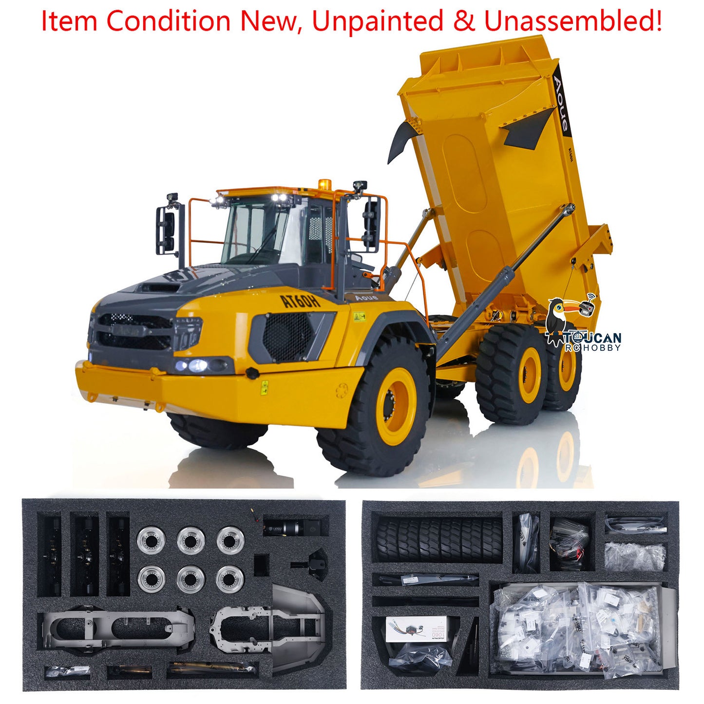 LESU Aoue AT60H 1/16 Metal Hydraulic KIT/PNP/RTR RC Articulated Truck A0004 with 2 Speed Transmission Light System for Construction Model Hobbyists