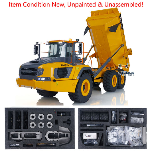 TOUCAN RC HOBBY LESU Aoue AT60H 1/16 Metal Hydraulic KIT/PNP/RTR RC Articulated Truck A0004 with 2 Speed Transmission Light System for Construction Model Hobbyists