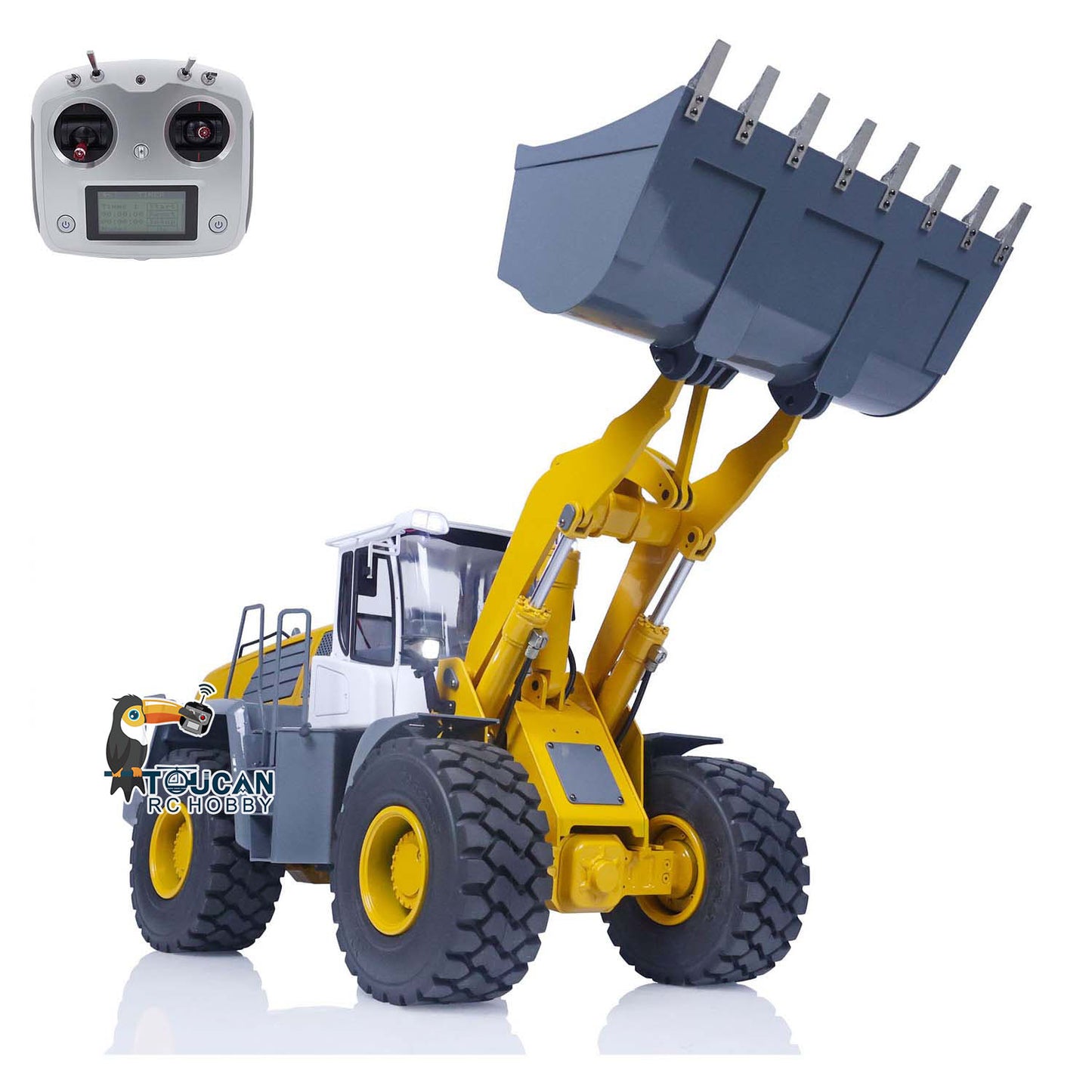Toucanhobby 580 1/14 Metal RC PNP Hydraulic Wheel Loader 2 Speed Gearbox Reduction Axle I6S Controller Light Sound for Collectors