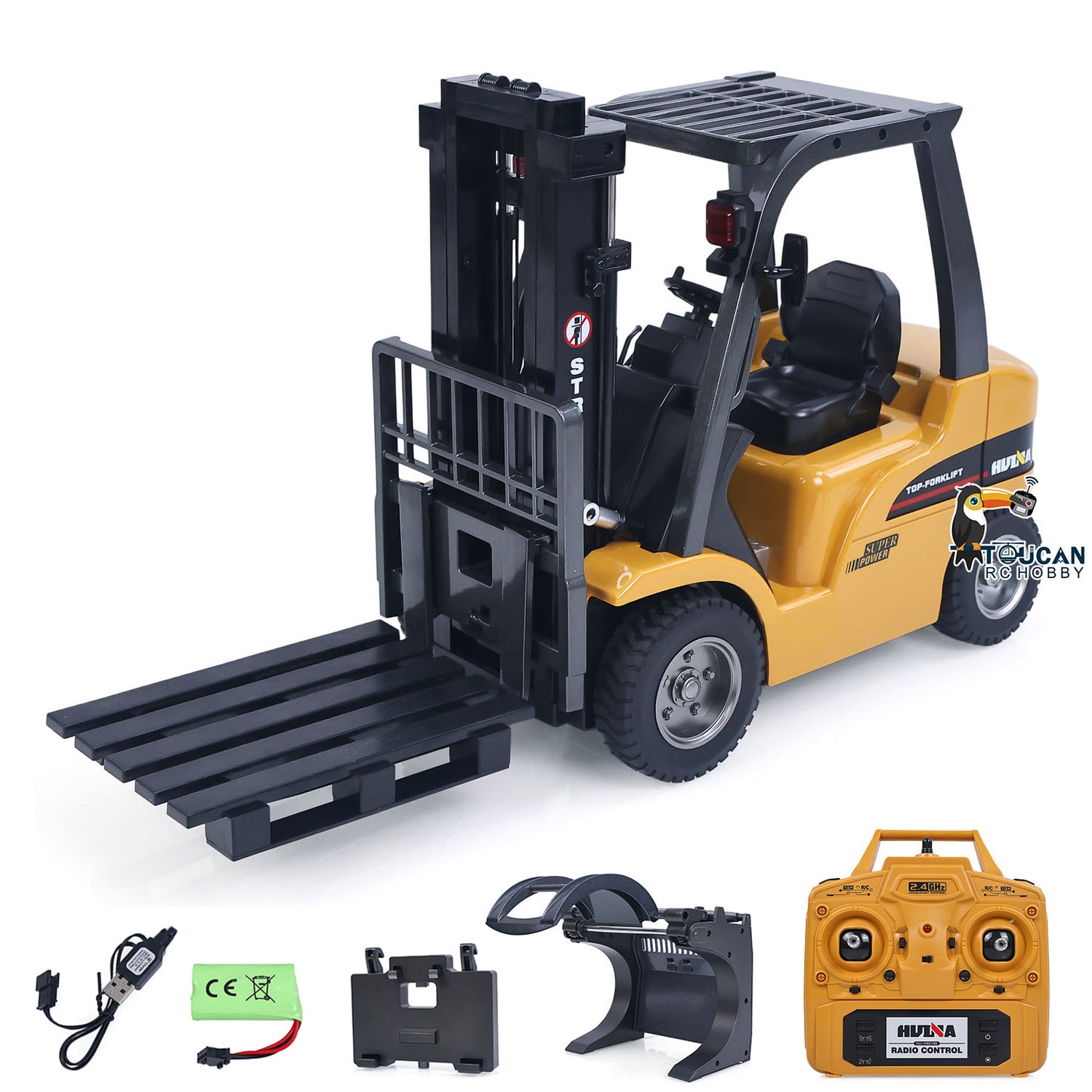 US Stock HIUNA 577 1/14 Electric Lifting Remote Control Forklift Model RC Construction Vehicle Battery Light Sound Effect Battery