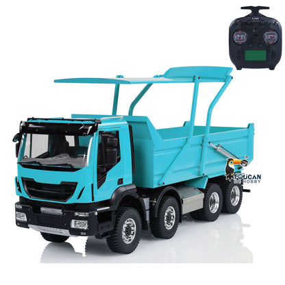 TOUCAN RC HOBBY MODOModel Metal 1/14 8x4 RC Tipper Truck Remote Control Hydraulic Dumper Lorry Vehicle Model Flip-over Cover 2speed Transmission LED Lights Sound System