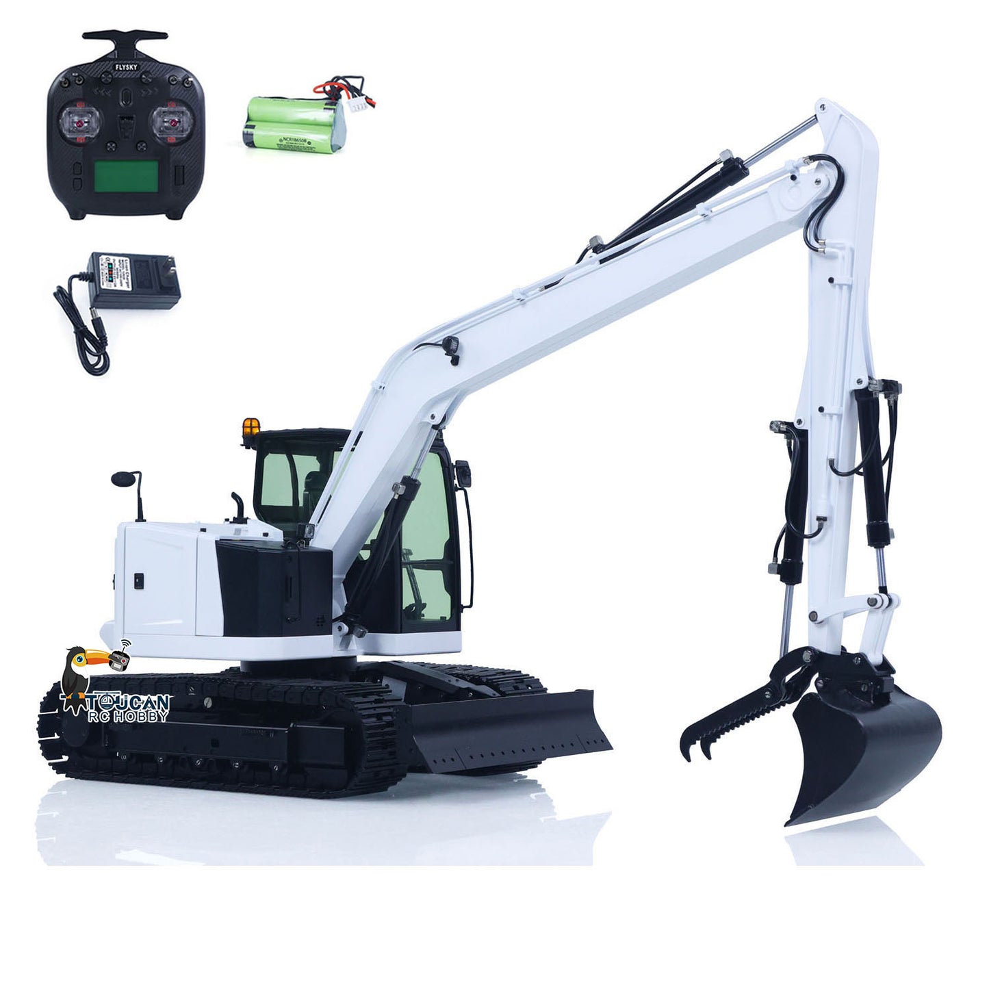 1/14 C308 RC Hydraulic Excavator 4 Valve Remote Control Construction Vehicle Extended Arm Brushless Motor No Sounds Charger