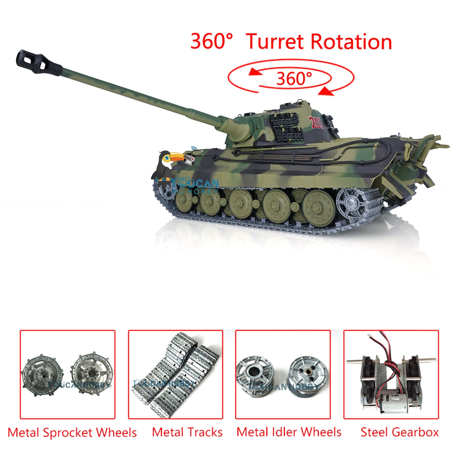 Henglong 1/16 7.0 Radio Control Tank German King Tiger Upgraded