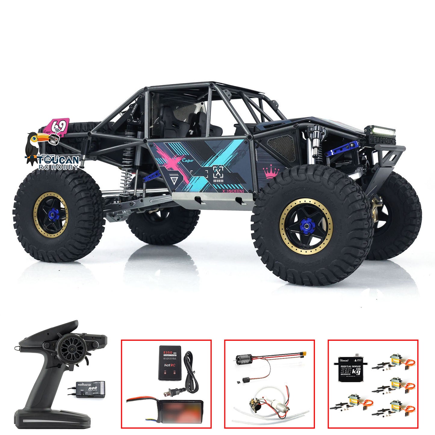 US Stock Capo U4 Queen 1/8 RC Crawler Light Sounds Smoke 2 Speed Radio Control Racing Vehicle CD1582X