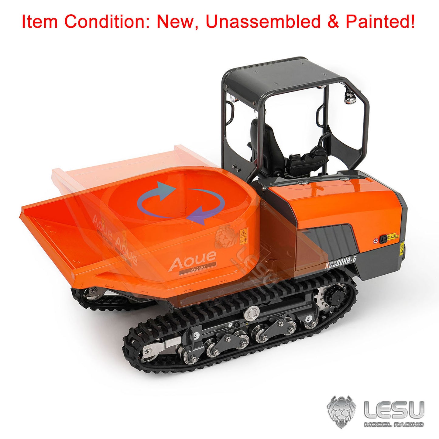 1/14 Hydraulic Remote Control Tracked Dumper KC300HR-5 Unpainted KIT LESU Metal RC Tipper Model Light System No Battery
