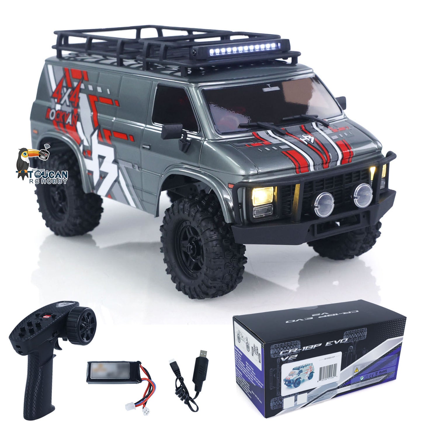 Fast Free Shipping for EU CR18P 1810503 Hobby Plus 1/18 4X4 RC Rock Crawler Electric Remote Control Off Road Vehicle RockVan Light System Shock Absorber