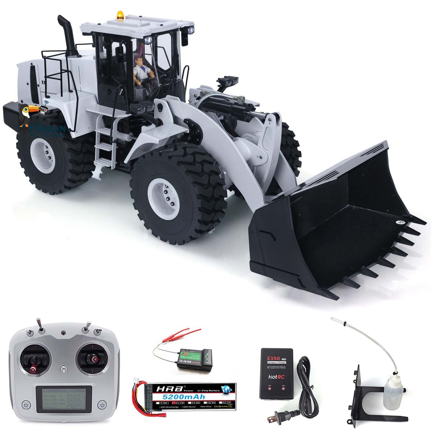 US Stock Metal 1/14 Scale Hydraulic 470 Remote Controlled Loader WA470 Model Ready to Run Construction Vehicle Electric Car 980L Engineering Vehicle ESC Motor Servo Lights Charger