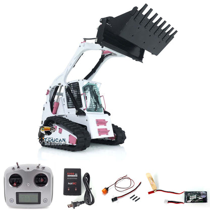 LESU AOUE LT5 1/14 Metal RC Skid-Steer Loader Hydraulic Construction Truck Sound Light FlySky i6S Radio Controller for Model Enthusiast