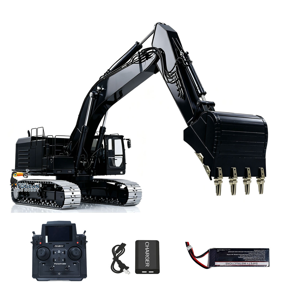 TOUCAN RC HOBBY LESU C374F 1/14 Metal Hydraulic RC Excavator B0001 RTR PL18EV Lite Radio Controller LCD Screen Hobbywing Brushless ESC Sound & Light System