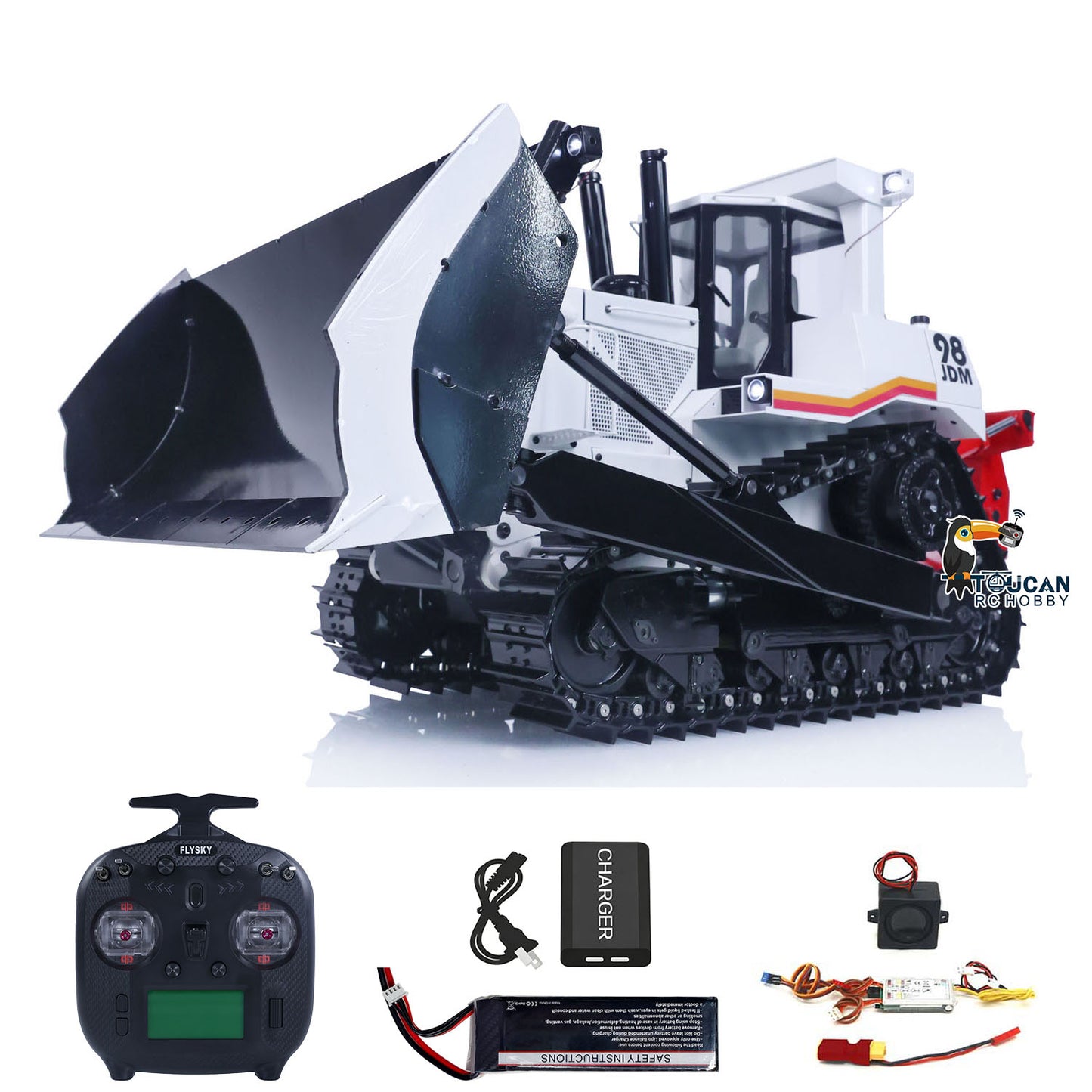 JDModel DXR2 1/14 Metal RC Hydraulic Bulldozer Remote Controlled Earth Moving Machine Model JDM-201 New Sound System Light ST8 Remote Controller Motor