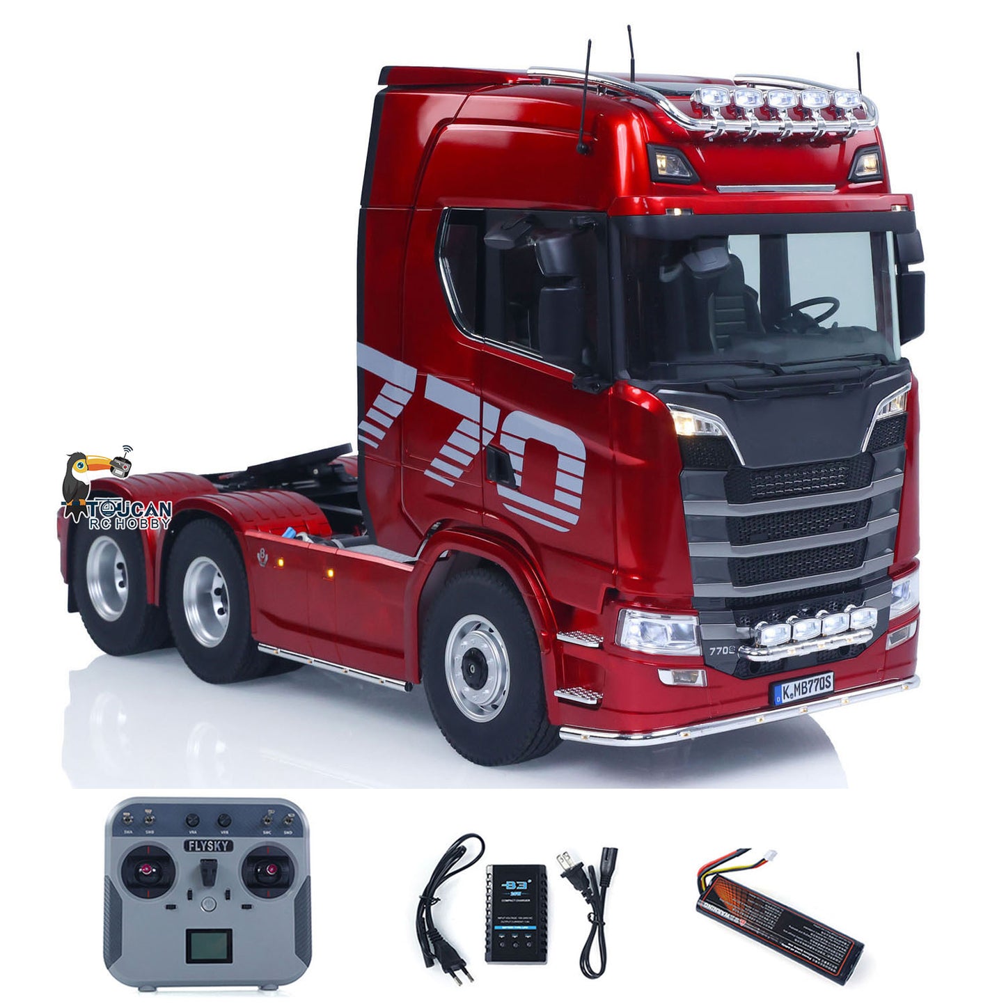 In Stock KABOLITE Metal 1/14 770S 100 RC Tractor Truck 6x6 Remote Control Lorry RTR Car Model 2Speed Gearbox Differential Lock Battery Radio System Light Sound