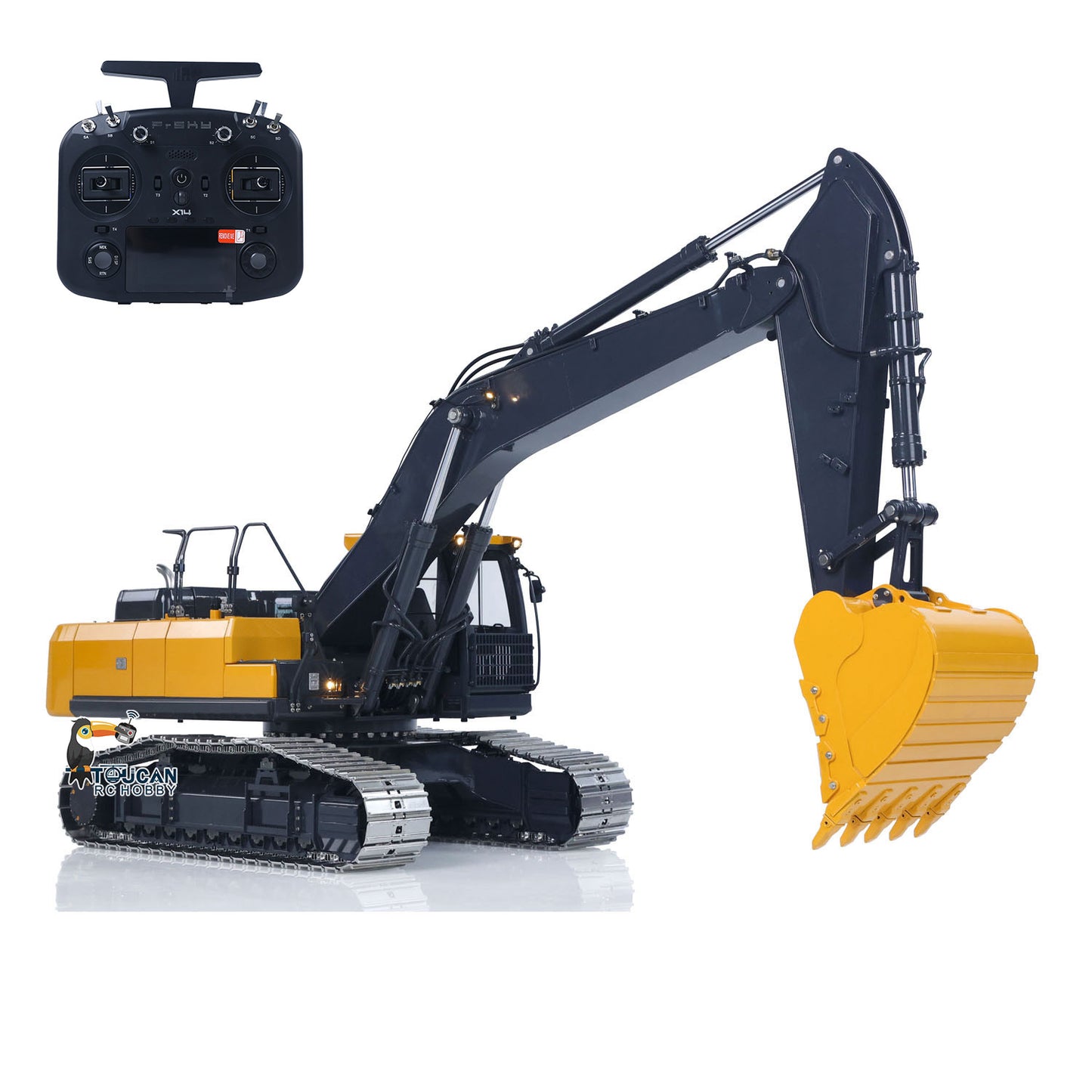 Super Frog Metal 1/14 RC Hydraulic Excavator E400 Standard Type Remote Control Digger Model 3 Pumps 4CH Valve Frsky X14 Radio