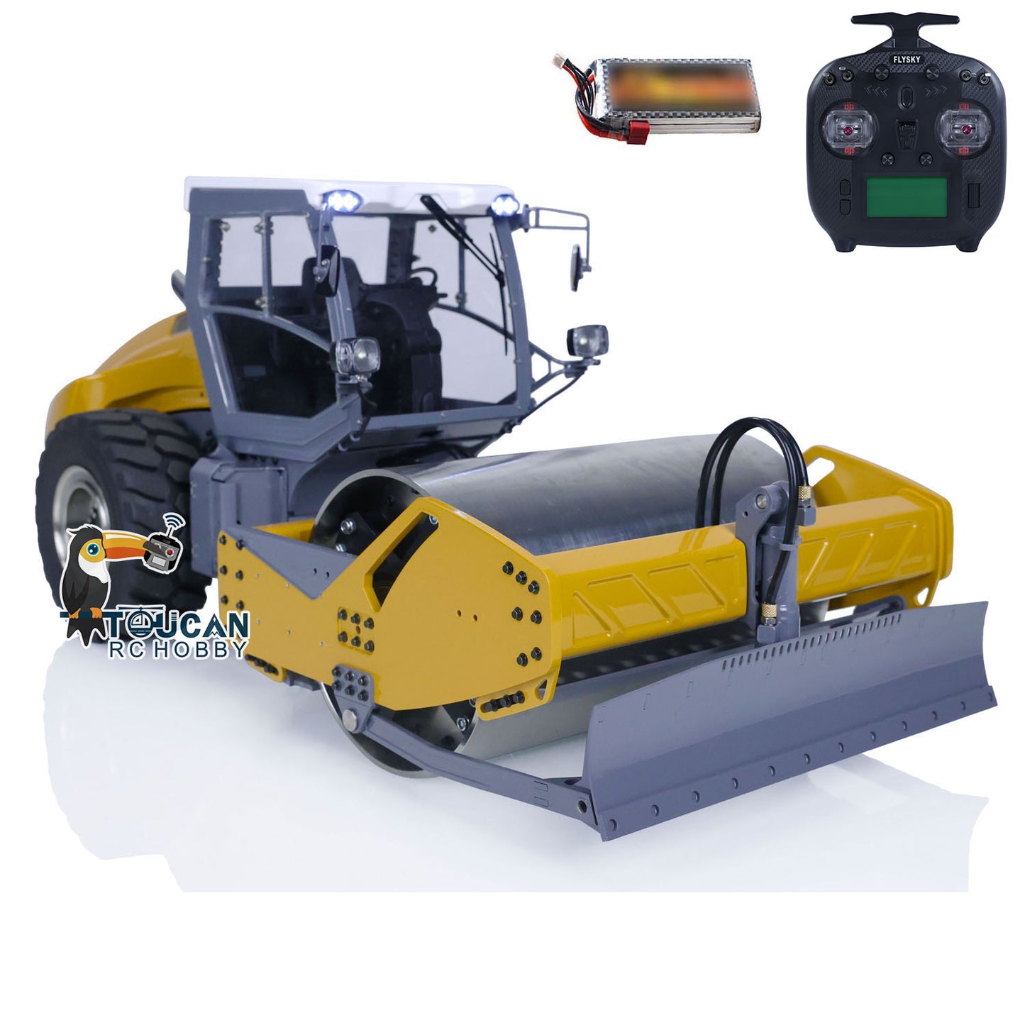 LESU Aoue H13i 1/14 Metal Hydraulic RC Road Roller A0009 Lock Differential Axles Front Shovel Light Sound System for Backyard Fun