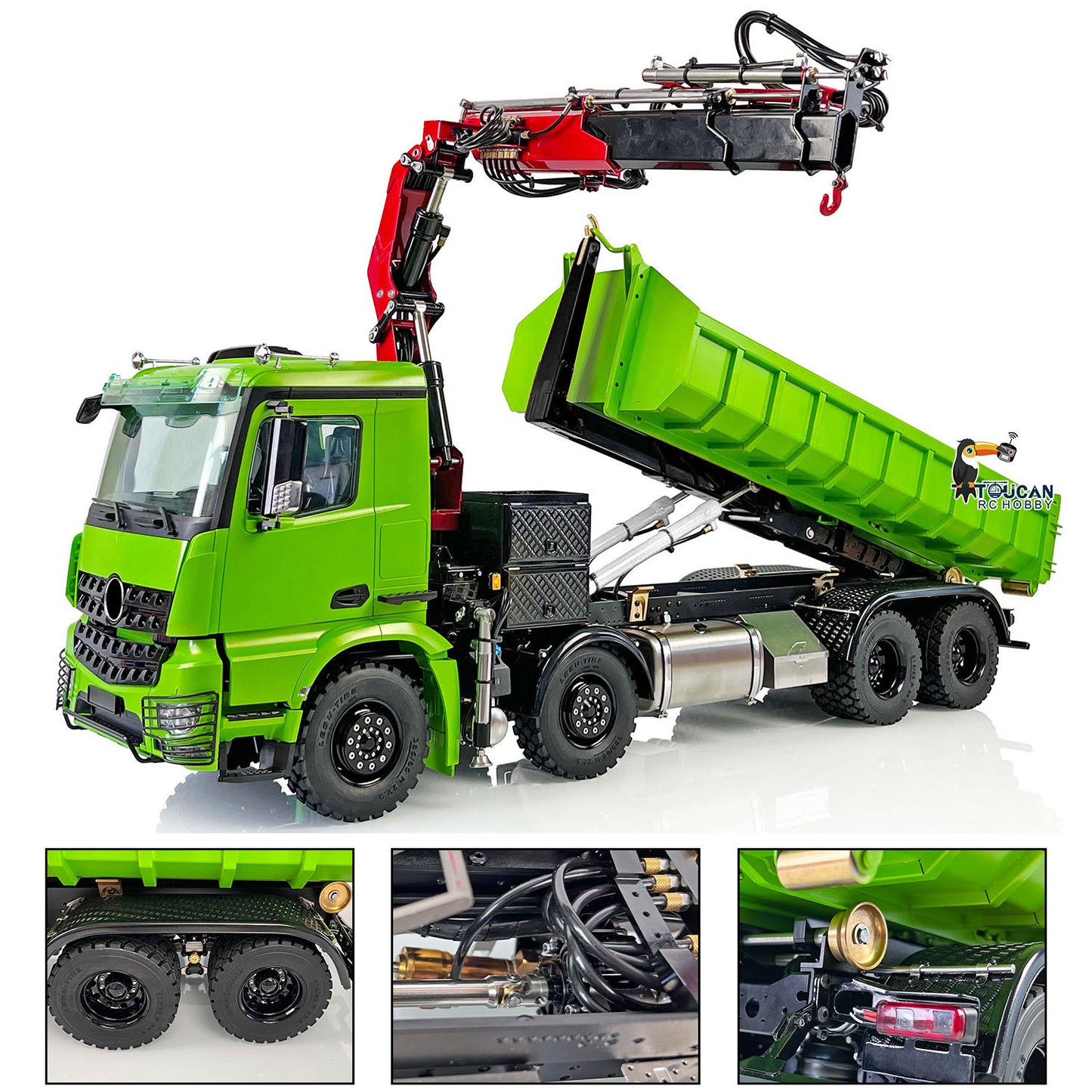 LESU 8x8 RC Hydraulic Crane Dumper Truck 1/14  Electric Tipper Car Remote Control Vehicles Pump Valve