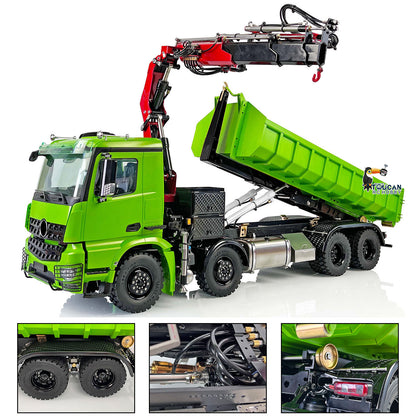LESU 8x8 RC Hydraulic Crane Dumper Truck 1/14  Electric Tipper Car Remote Control Vehicles Pump Valve