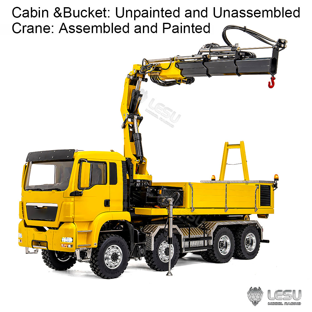 LESU 1/14 RC Hydraulic Roll on off Dumper Truck Crane Unassembled Plastic TGS Cabin Metal 8x8 Chassis Electric Tipper Axles Lock