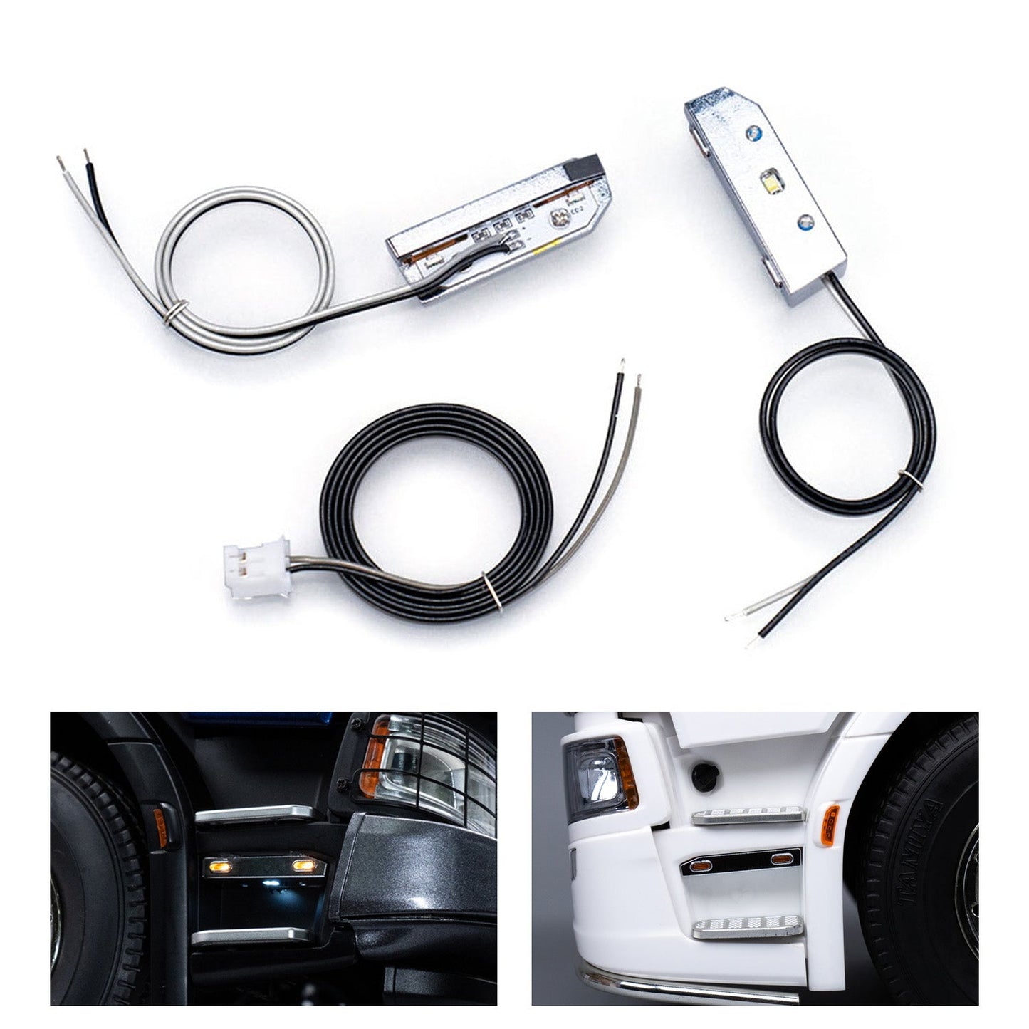 3V-5V Foot Pedal Light Metal LED Lamp for 1:14 DIY TAMIYA Remote Control Tractor Truck 770S 56368 56371 RC Lorry Model Vehicle