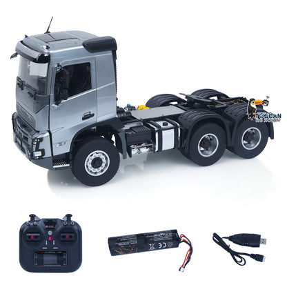 Double E 1/14 6X4 Remote Control Tractor Truck FMX RC Model Vehicle 2Speed Metal Gearbox Chassis Rail Openable Door HotRC Radio