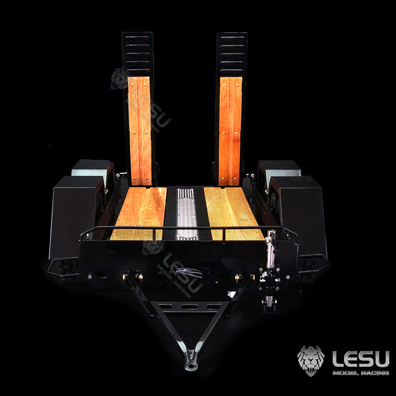 LESU A0041 1/14 Metal Trailer Hydraulic Lifting Tailboard with Landing Legs 3 Axles Chassis for RC Tractor Truck DIY Construction Model