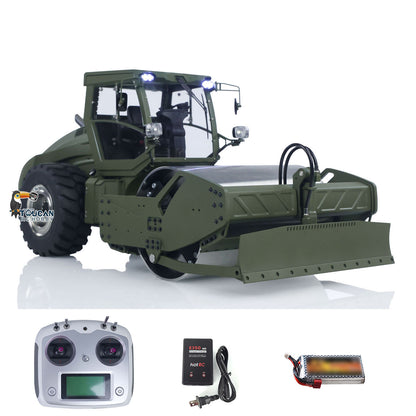 LESU AOUE H13i 1/14 Metal Hydraulic RC Road Roller FlySky I6S Remote Controller Front Shovel Sound Light System for Backyard Fun