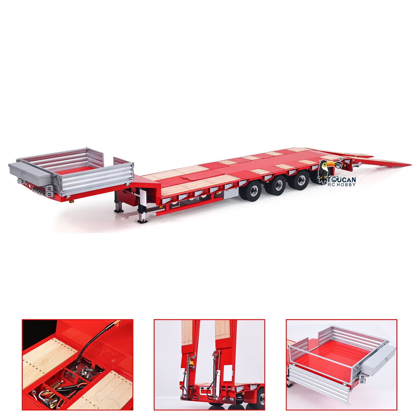 LESU Metal 1/14 RC Trailer A0054 Hydraulic Lifting Tailboard 4 Axles Steering Available for DIY RC Tractor Truck Lorry Car Model