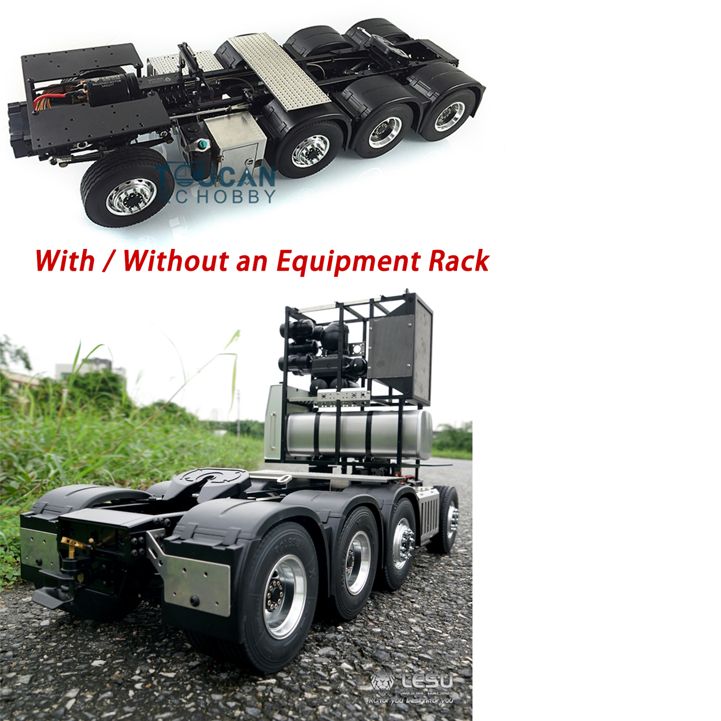 In Stock LESU Metal RC Assembled Heavy-duty Chassis for 1/14 Scale 1851 3363 Tractor Truck 3 Speed Transmission Highline Equipment Rack Truck UpgradeParts