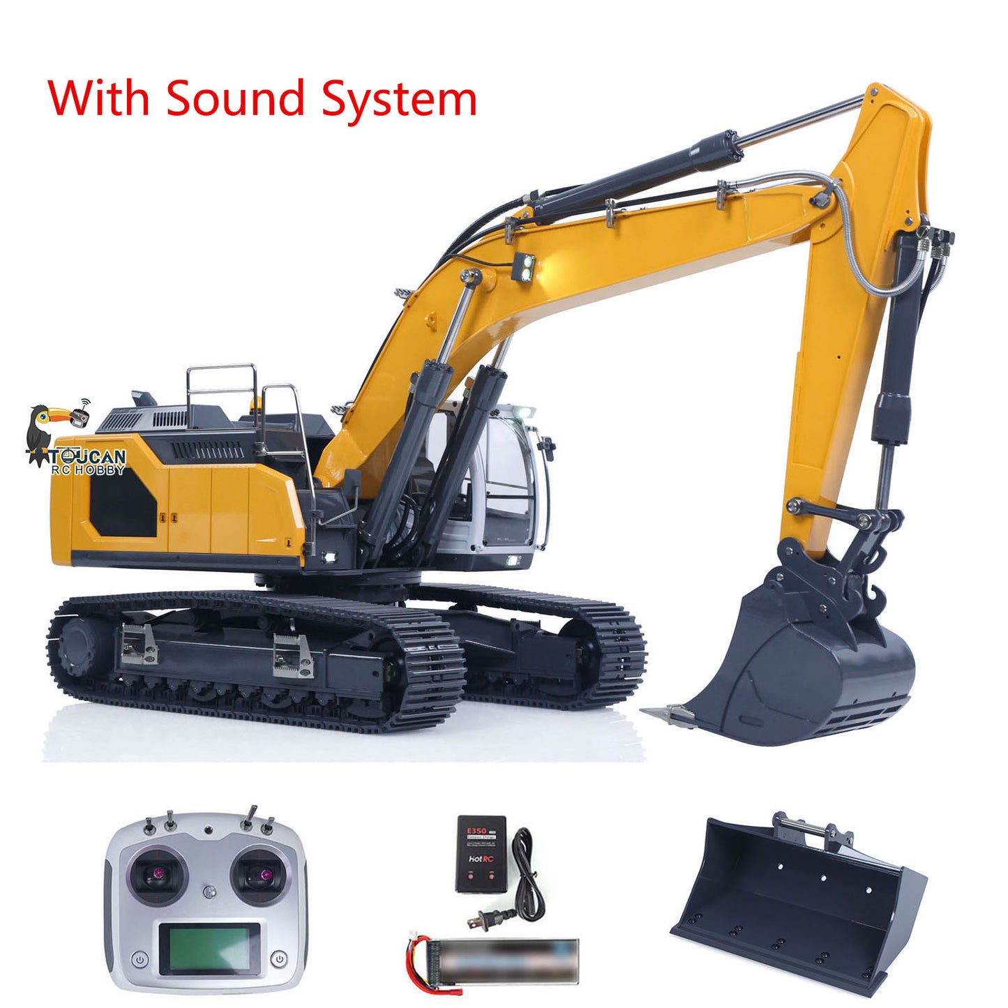 In Stock 1/14 Hydraulic RC Excavator 945 Metal Remote Control Digger Sound Light System