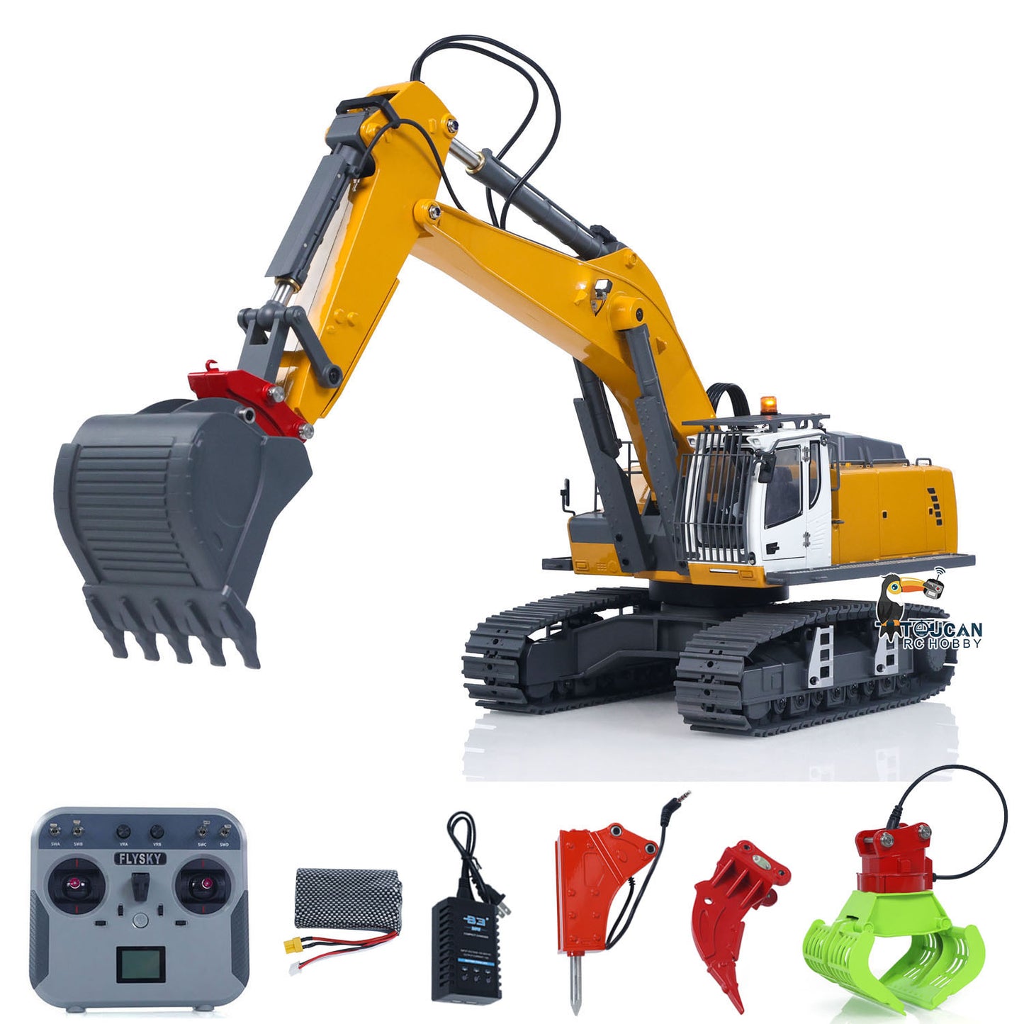IN STOCK 1/18 Kabolite 5901 100S Electric Lifting RC Excavator Flysky Remote Control Digger Engineering Vehicle Electric Ripper Hammer