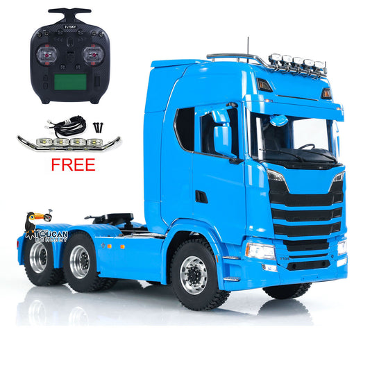 MD 1/14 6x6 Metal RC Tractor Truck 770S Remote Control Car Model 2 Speed Transmission Metal Chassis FlySky ST8  CNC Differential Lock Axles Sound Light Motor Servo ESC