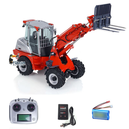 LESU AOUE AT1050 1/14 Metal 4X4 RC Hydraulic Telescopic Arm Loader FlySky I6S Radio Controller Fork Bucket Sound Light System