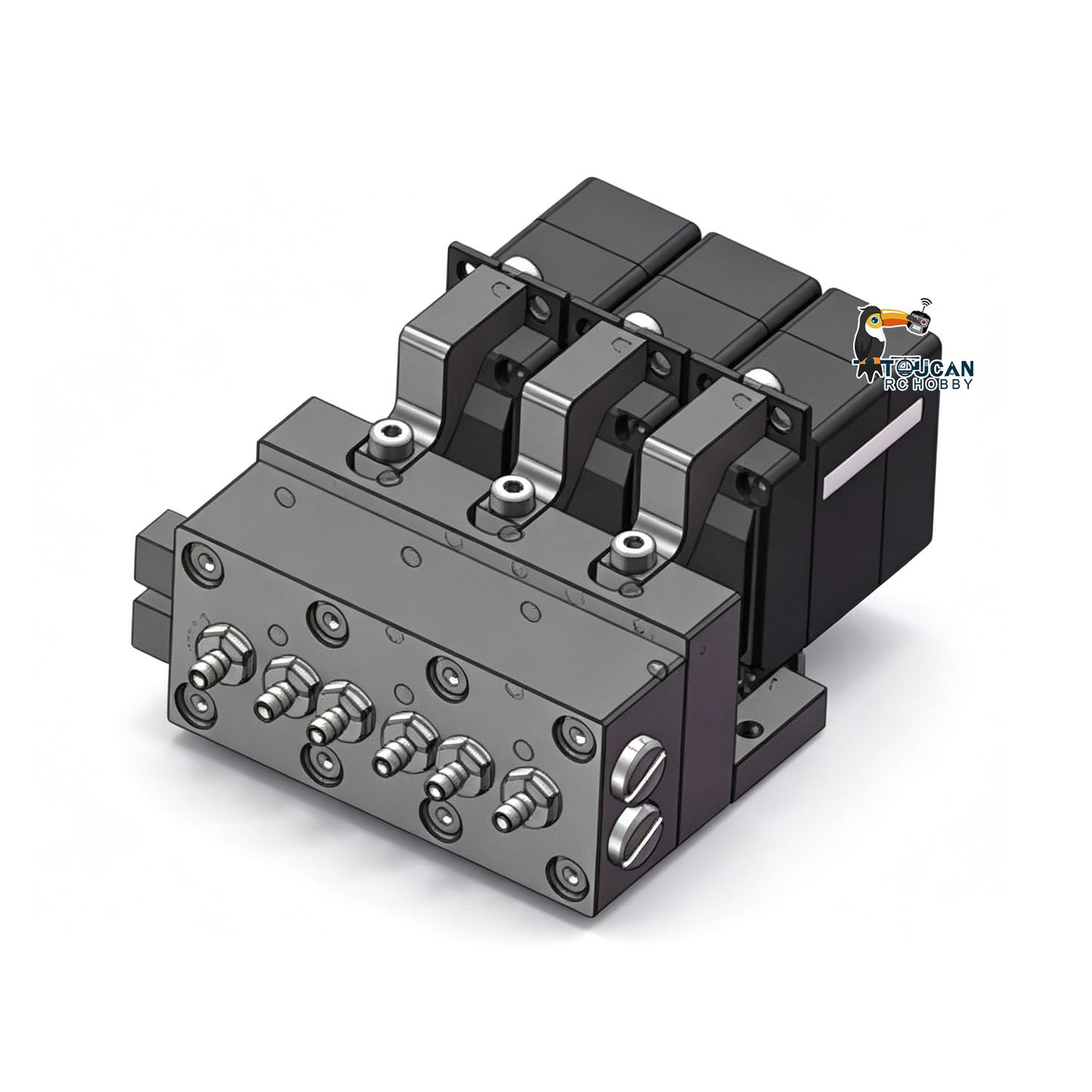 TOUCAN RC HOBBY 1CH 2CH 3CH 4CH 5CH Metal Directional Valve W/ Servo Spare Part for 1/14 RC Excavator Loader forklift Radio Controlled Truck Model