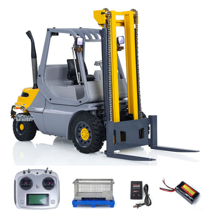 1/14 Metal Hydraulic RC Forklift Remote Controlled Wheeled Transfer Car Construction Vehicles  Light Sound FlySky I6S Radio Controller PNP RTR