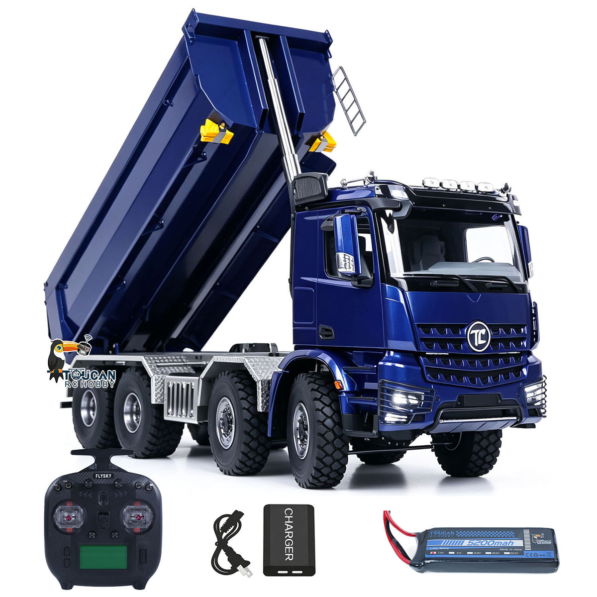 TOUCAN RC HOBBY MODO 3348 1/14 8*8 Metal RC Hydraulic Dump Truck 2Speed Remote Control Tipper Differential Locks Brushless Motor Radio Light Sound