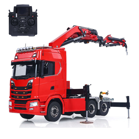 1/14 RC Truck Remote Control Tractor Truck 7-way Valves Hydraulic Crane 6x6 RC Lorry Car 3Speed Gearbox Axle Locks Light Sound System