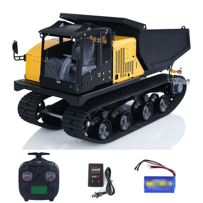 WKLC Metal 1/14 RC Hydraulic Crawler Dump Truck T14R Radio Controlled Tracked Tipper RTR Construction Vehicle ST8 Light Sound Battery