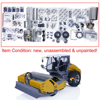 LESU AOUE H13i 1/14 Metal Hydraulic RC Road Roller Front Shovel Towing Hook Differential Lock Rear Axles Sound Light System
