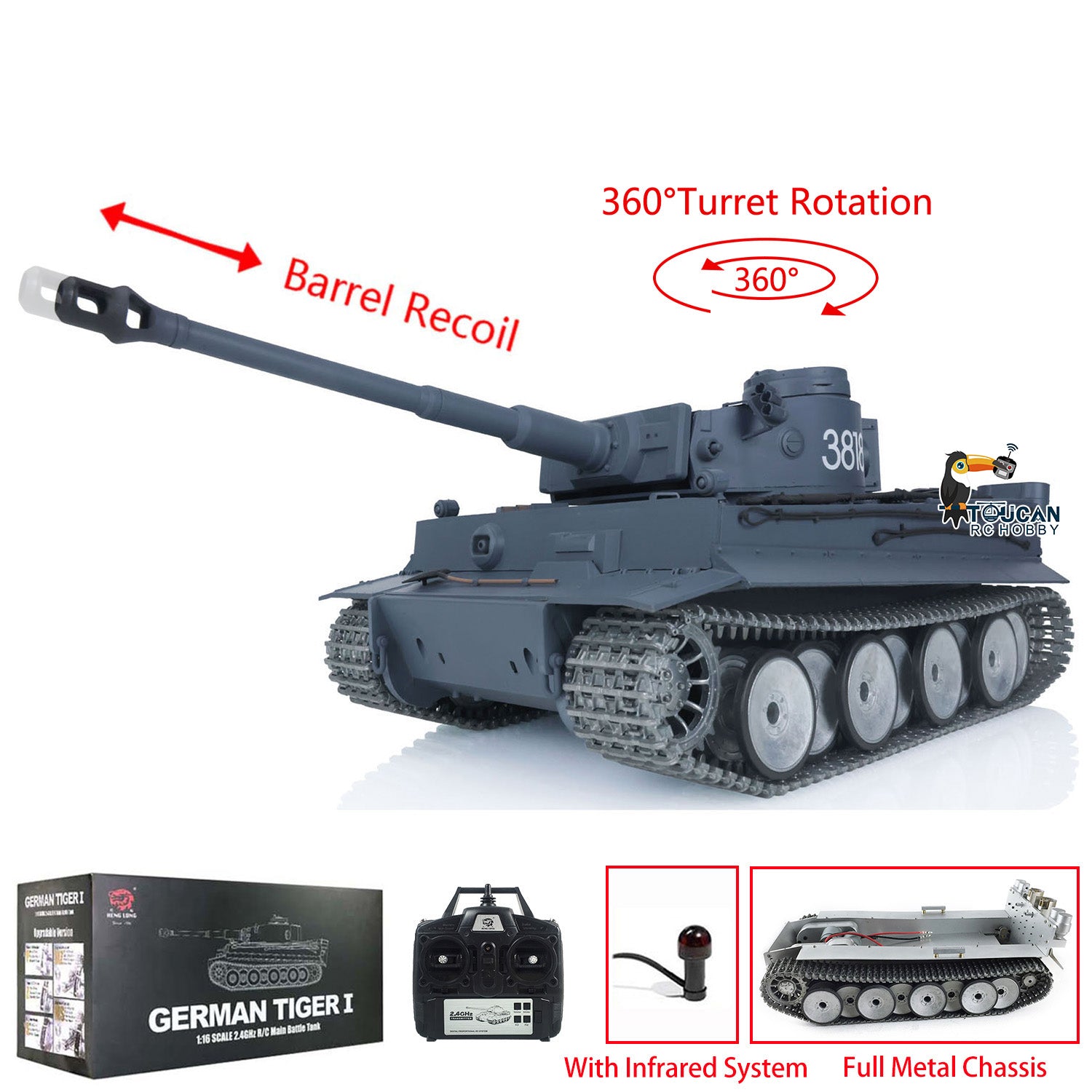 HengLong Factory 1/16 3818 German Tiger 1 Full Metal Chassis