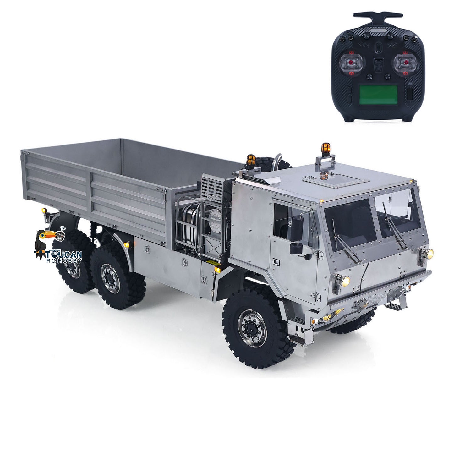 1/14 RC Off Road Military Truck Metal Body 6X6 Remote Control Transport Vehicle T815 3Speed Flysky ST8 Radio Differential Locks