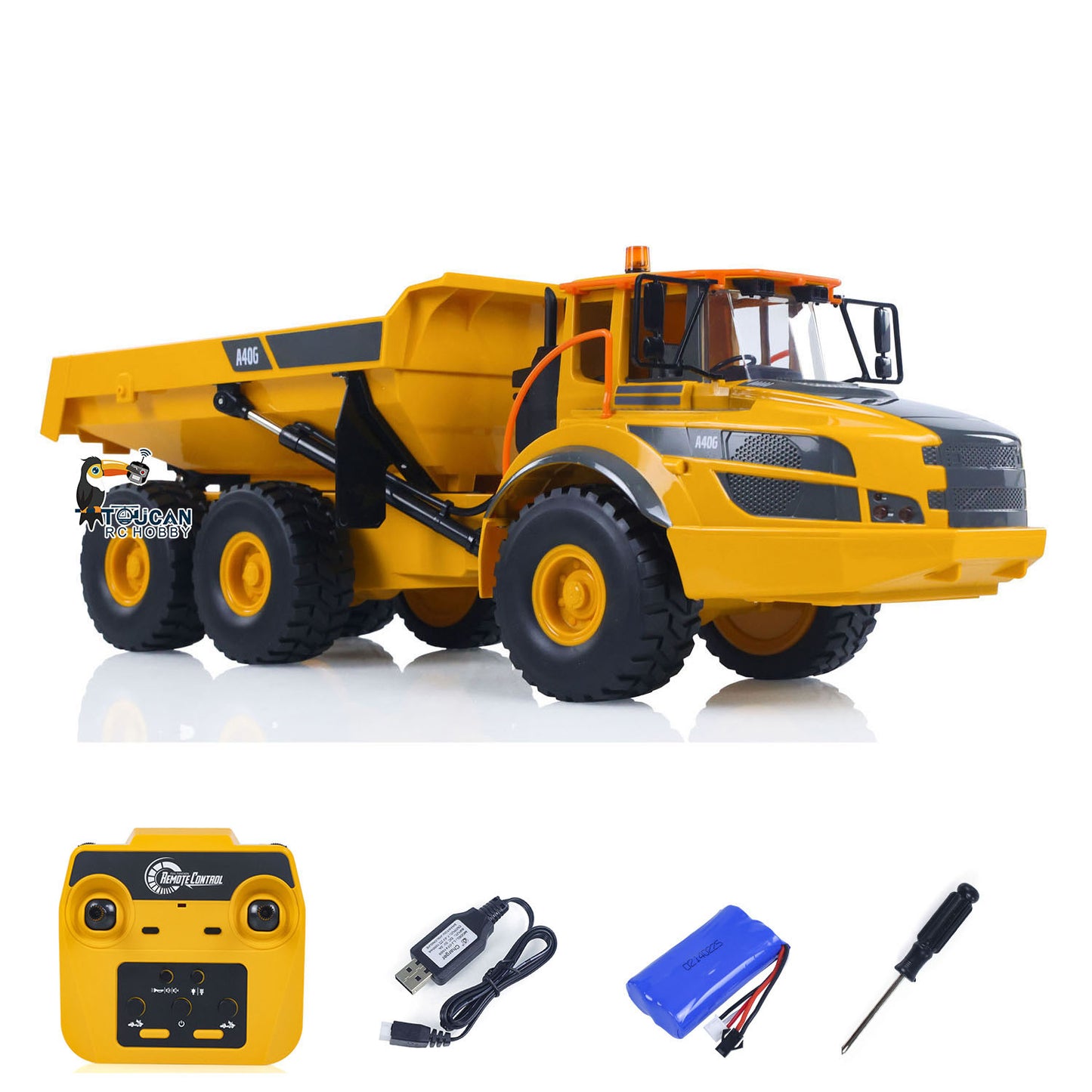 US Stock Plastic DoubleE E591 003 1/20 RC Articulated Dumper 6WD Electric Remote Control Truck VO Motor Battery USB Charging Cable RTR