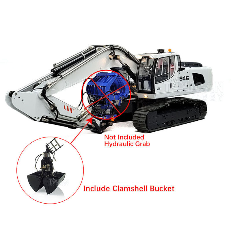 MTMODEL 1/14 946 Metal RC Hydraulic Excavator Wireless Controlled Construction Machine 2 Arms Model Clamshell Bucket Ripper